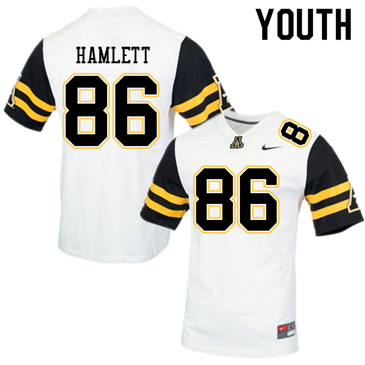 Youth #86 Kanen Hamlett Appalachian State Mountaineers College Football Jerseys Sale-White - Click Image to Close